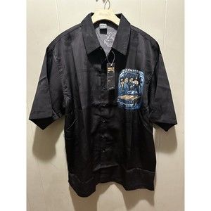 Cruizin Low Homies Shirt Men’s Black Regular Fit Short Sleeve Button Down Sz Lrg